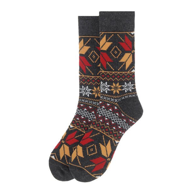 Men's Vintage Winter Pattern Novelty Socks - NVS19568-CHAR - Bundle Bus