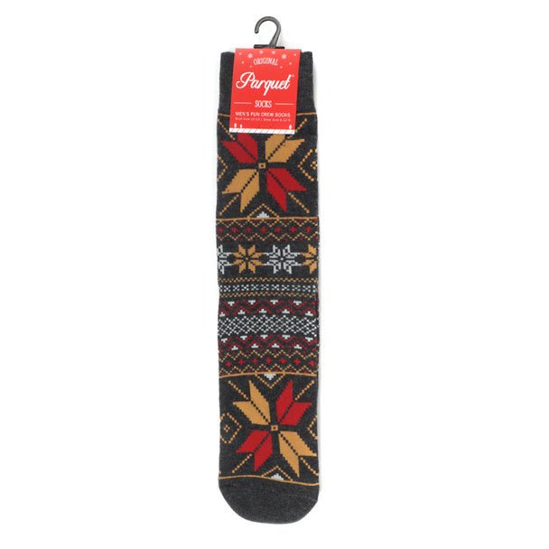 Men's Vintage Winter Pattern Novelty Socks - NVS19568-CHAR - Bundle Bus