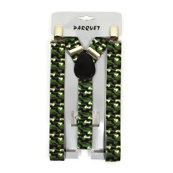 Men's Y-Back Camo Adjustable Elastic Clip-on Suspenders - Bundle Bus