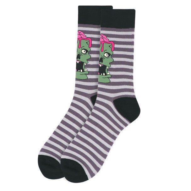 Men's Zombie Halloween Novelty Socks - NVS19515-GRY - Bundle Bus