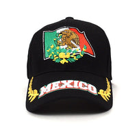 Mexico Black 3D Embroidered Baseball Cap, Hat EBC10300 - Bundle Bus