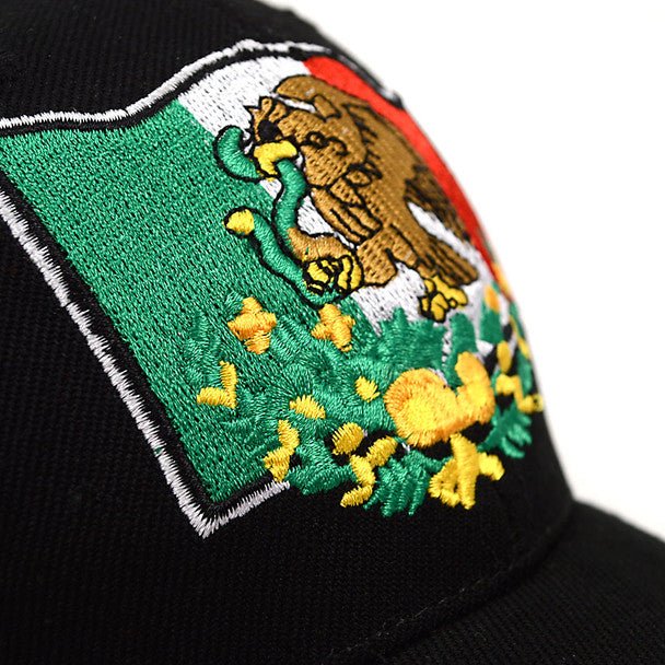 Mexico Black 3D Embroidered Baseball Cap, Hat EBC10300 - Bundle Bus