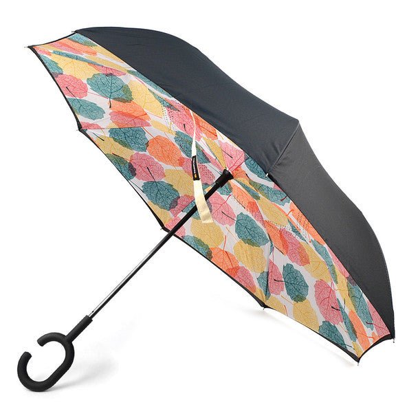 Multi Color Leaves Double Layer Inverted Umbrella - UM18053-MULTI - Bundle Bus