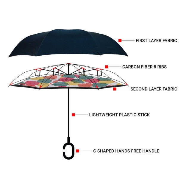 Multi Color Leaves Double Layer Inverted Umbrella - UM18053-MULTI - Bundle Bus