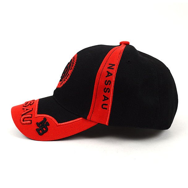 Nassau Bahamas Red & Black 3D Embroidered Baseball Cap, Hat EBC10295 - Bundle Bus