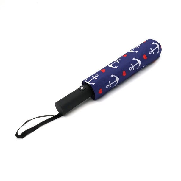 Nautical Anchor Auto Open Compact Umbrella-UM3217-NV - Bundle Bus