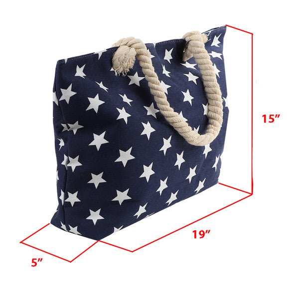 Navy Stars Ladies Tote Bag - LTBG1225-NV - Bundle Bus