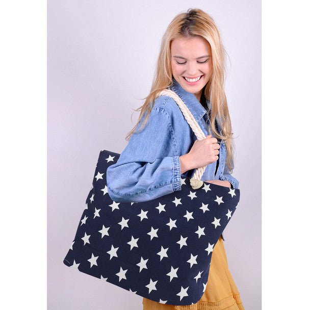 Navy Stars Ladies Tote Bag - LTBG1225-NV - Bundle Bus