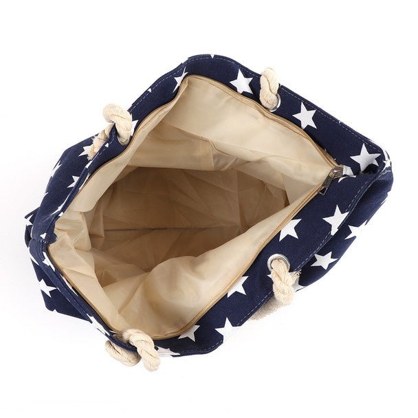 Navy Stars Ladies Tote Bag - LTBG1225-NV - Bundle Bus