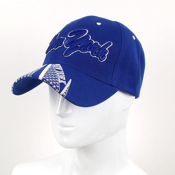 New York Blue 3D Embroidered Baseball Cap, Hat EBC10281 - Bundle Bus