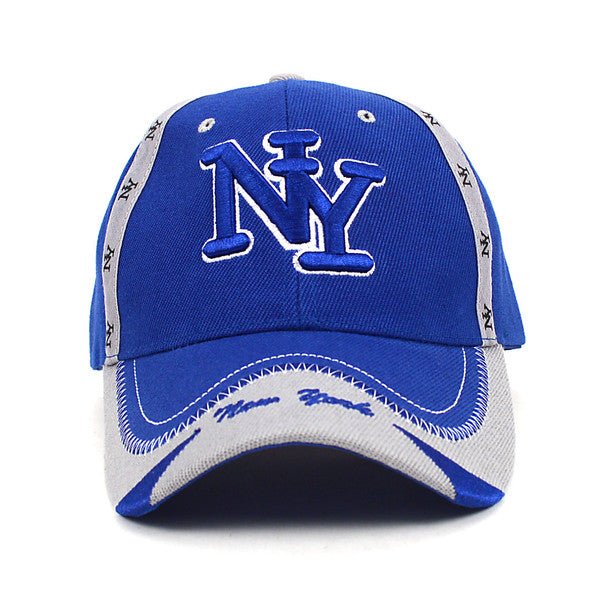 New York Blue & Gray 3D Embroidered Baseball Cap, Hat EBC10292 - Bundle Bus