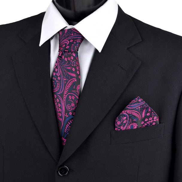 Paisley & Solid Tie with Matching Hanky Box Set - THX12-FA-1 - Bundle Bus