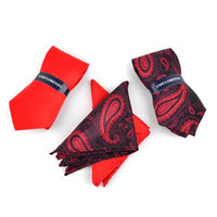 Paisley & Solid Tie with Matching Hanky Box Set - THX12-RD-1 - Bundle Bus