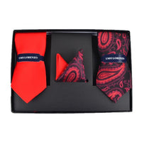 Paisley & Solid Tie with Matching Hanky Box Set - THX12-RD-1 - Bundle Bus