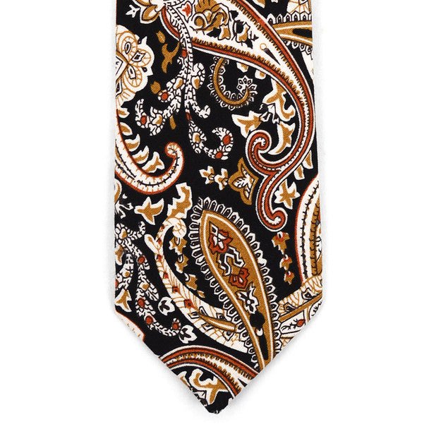 Paisley Wedding Black & Gold 2.5" Cotton Slim Tie - NVC17136 - Bundle Bus