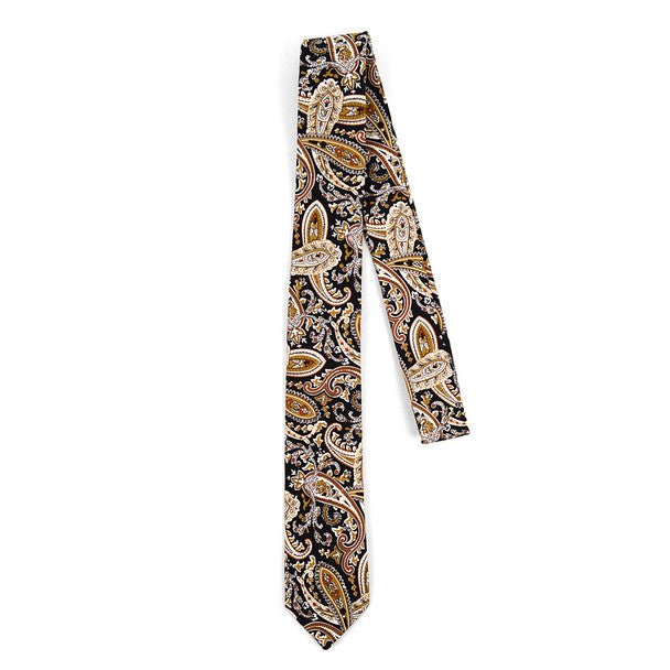 Paisley Wedding Black & Gold 2.5" Cotton Slim Tie - NVC17136 - Bundle Bus