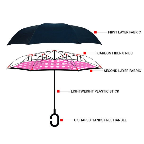 Pink Big Polka Dot Double Layer Inverted Umbrella - UM18063-1 - Bundle Bus