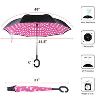 Pink Big Polka Dot Double Layer Inverted Umbrella - UM18063-1 - Bundle Bus