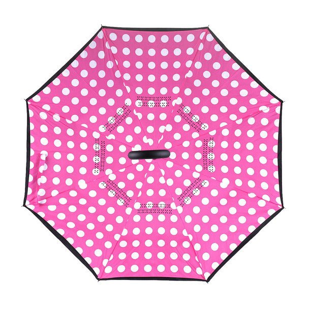 Pink Big Polka Dot Double Layer Inverted Umbrella - UM18063-1 - Bundle Bus