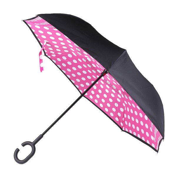 Pink Big Polka Dot Double Layer Inverted Umbrella - UM18063-1 - Bundle Bus