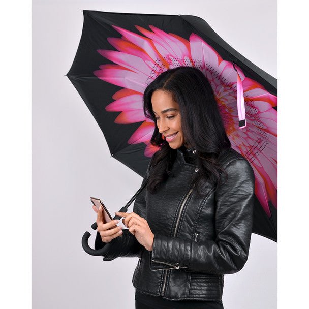 Pink Flower Double Layer Inverted Umbrella - IUM18056 - Bundle Bus