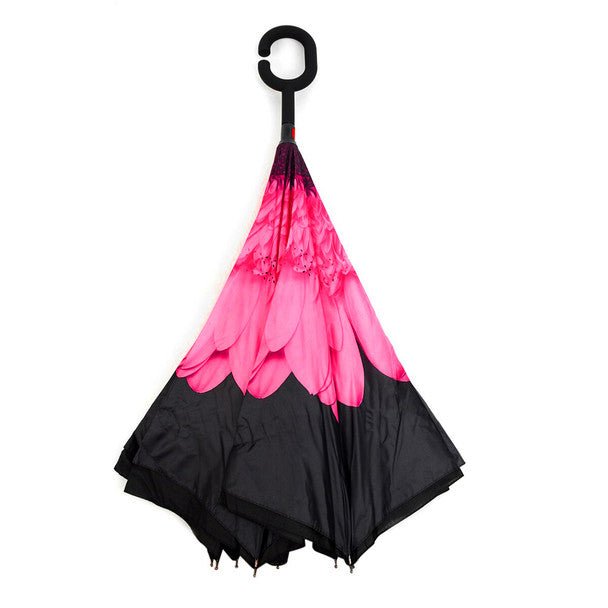 Pink Flower Double Layer Inverted Umbrella - UM18052-PK/BK - Bundle Bus