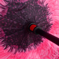 Pink Flower Double Layer Inverted Umbrella - UM18052-PK/BK - Bundle Bus