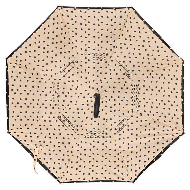 Polka Dot Reverse Open Inverted Umbrella- IUM18111-BK/WHT - Bundle Bus