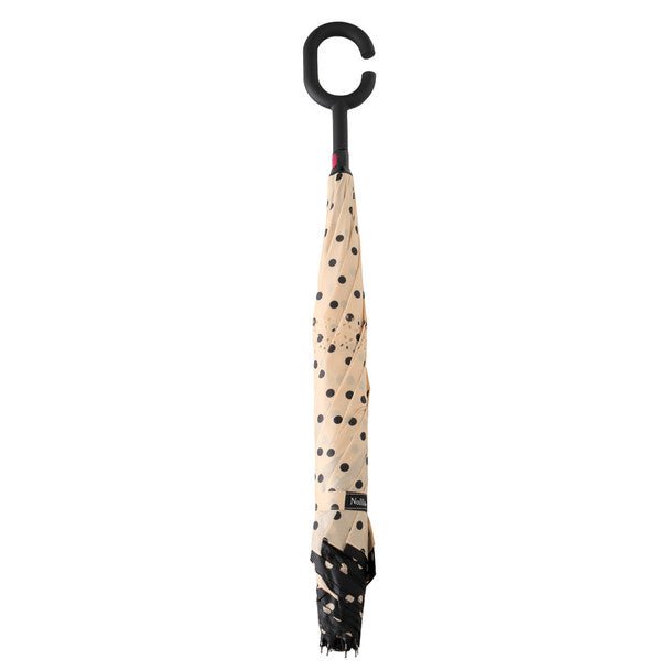 Polka Dot Reverse Open Inverted Umbrella- IUM18111-BK/WHT - Bundle Bus