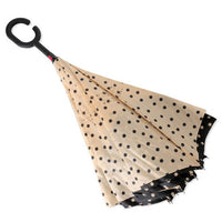 Polka Dot Reverse Open Inverted Umbrella- IUM18111-BK/WHT - Bundle Bus