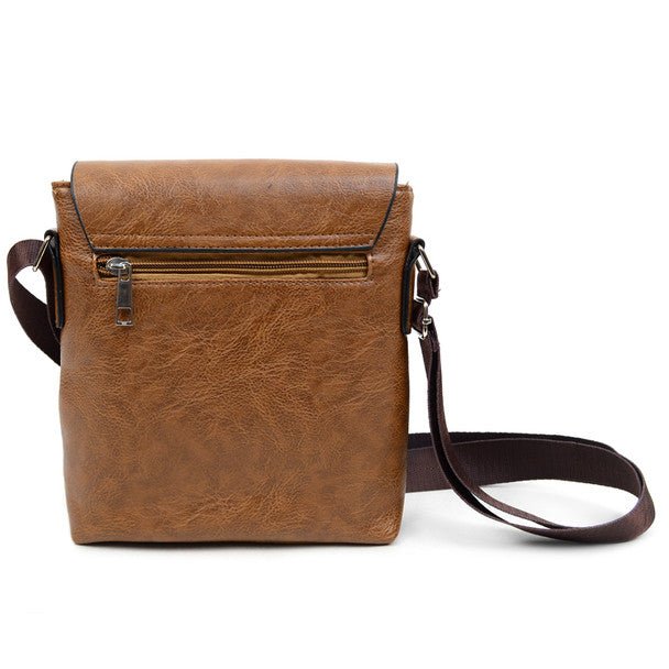 PU Leather Brown Small Crossbody Messenger Bag - FBG1836-LTBR - Bundle Bus