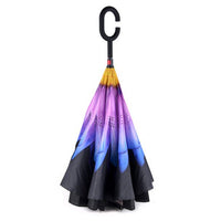 Purple and Blue Flower Double Layer Inverted Umbrella - UM18076 - Bundle Bus