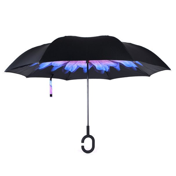 Purple and Blue Flower Double Layer Inverted Umbrella - UM18076 - Bundle Bus