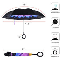 Purple and Blue Flower Double Layer Inverted Umbrella - UM18076 - Bundle Bus