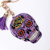 Purple Sugar Skull Tassel Keychain-31663TZ-G - Bundle Bus