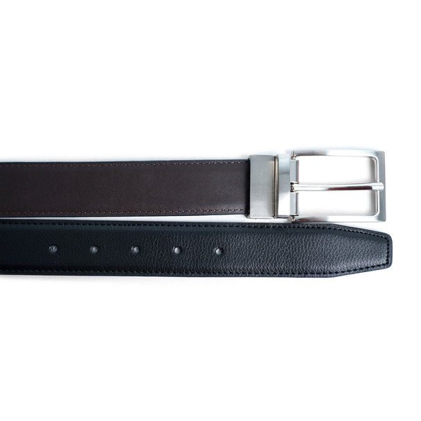 Reversible Genuine Leather Belt with Rotated Buckle - RVMGLB-1 - Bundle Bus