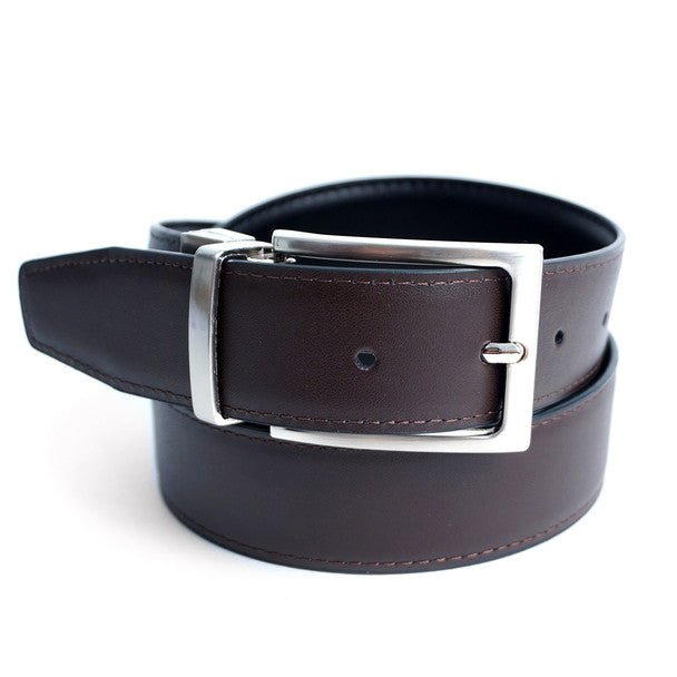 Reversible Genuine Leather Belt with Rotated Buckle - RVMGLB-1 - Bundle Bus