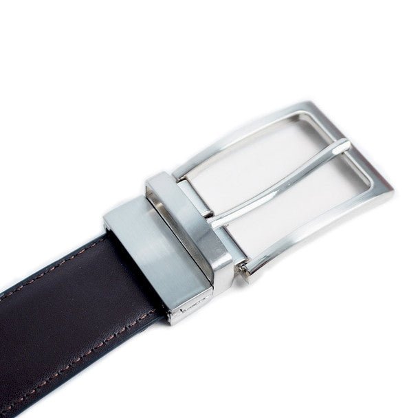 Reversible Genuine Leather Belt with Rotated Buckle - RVMGLB-1 - Bundle Bus