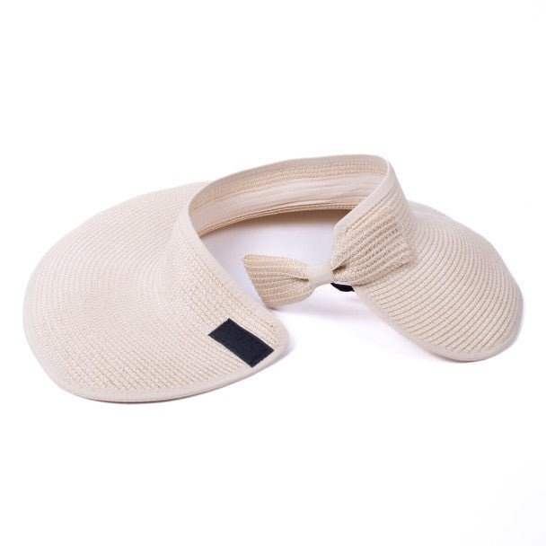 Rollable Solid Color Straw Visor Sun Hat- LFH190114 - Bundle Bus