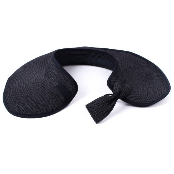 Rollable Solid Color Straw Visor Sun Hat- LFH190114 - Bundle Bus
