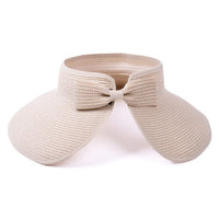 Rollable Solid Color Straw Visor Sun Hat- LFH190114 - Bundle Bus