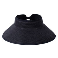 Rollable Solid Color Straw Visor Sun Hat- LFH190114 - Bundle Bus