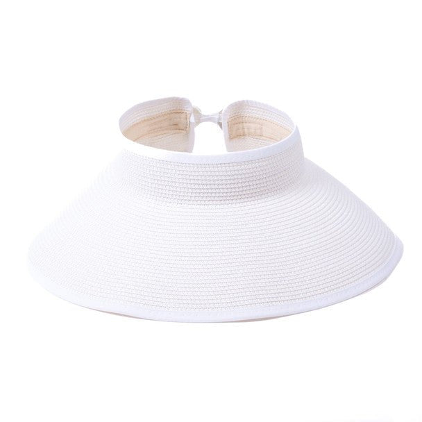 Rollable Solid Color Straw Visor Sun Hat- LFH190114 - Bundle Bus