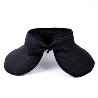 Rollable Solid Color Straw Visor Sun Hat- LFH190114 - Bundle Bus