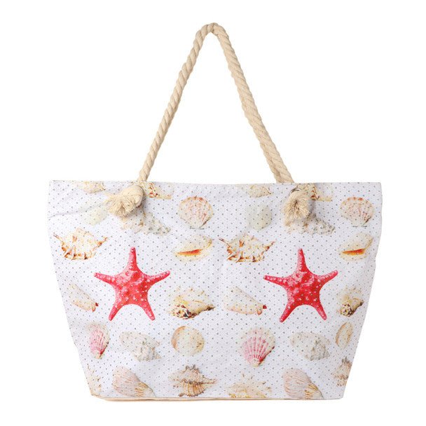 Shells & Starfish Rhinestones Ladies Tote Bag - LTBG1212 - Bundle Bus