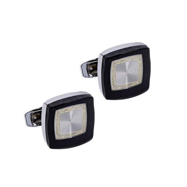 Silver and Black Square Cufflinks-CL1813 - Bundle Bus