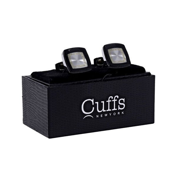 Silver and Black Square Cufflinks-CL1813 - Bundle Bus