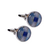 Silver and Blue Round Glass Stain Cufflinks-CL1807 - Bundle Bus