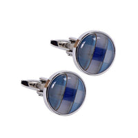 Silver and Blue Round Glass Stain Cufflinks-CL1807 - Bundle Bus