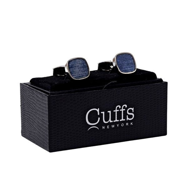 Silver Blue Stone Square Cufflinks-CL1818 - Bundle Bus